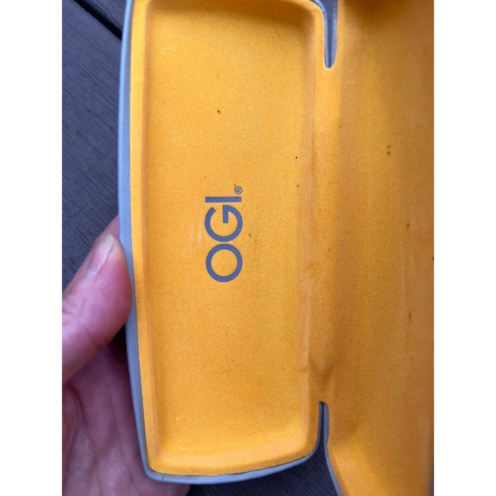 OGI Eyewear Hard Shell Glasses Case Gray with Yellow Interior Clamshell Logo